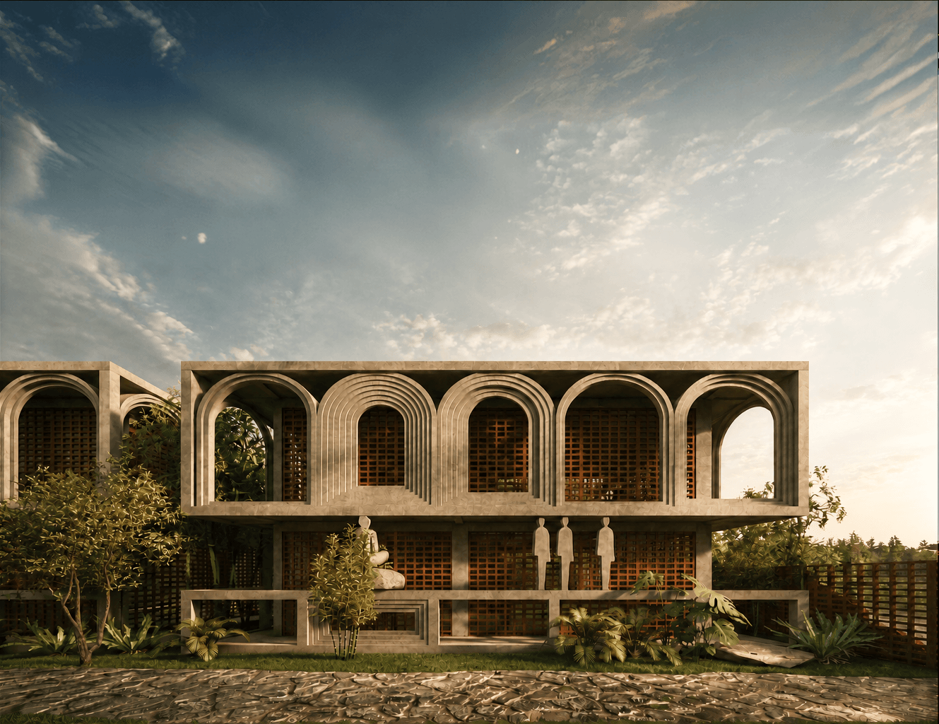 Vanam Villas facade surrounded by tropical landscape