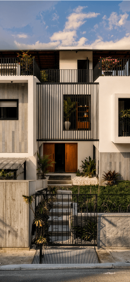 Contemporary exterior of Zen Villa I in Assagao, Goa