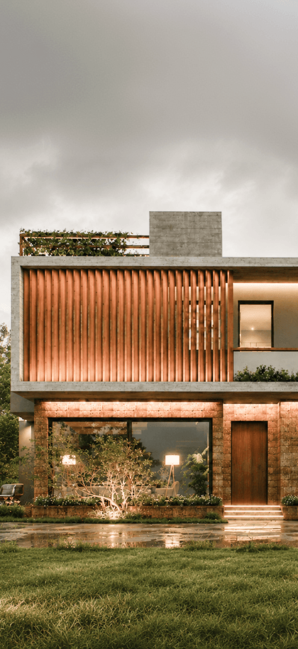 Zen Villa II contemporary tropical facade in Assagao, Goa