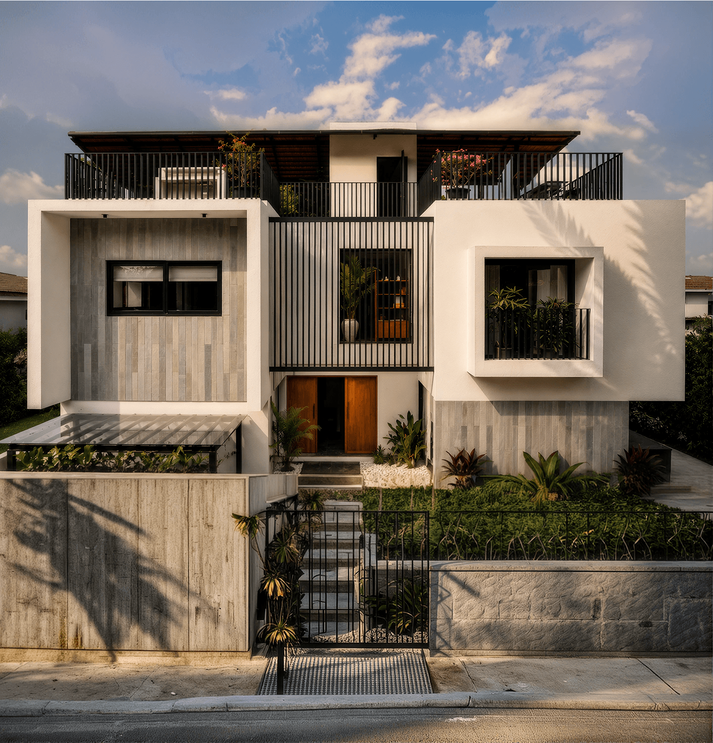 Contemporary exterior of Zen Villa I in Assagao, Goa