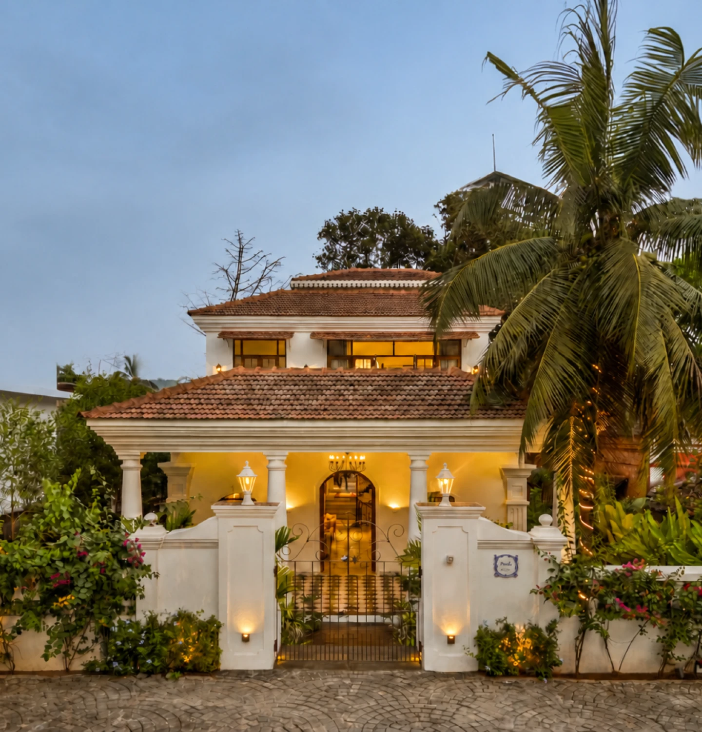 Restored exterior of Villa Perola heritage home in Goa