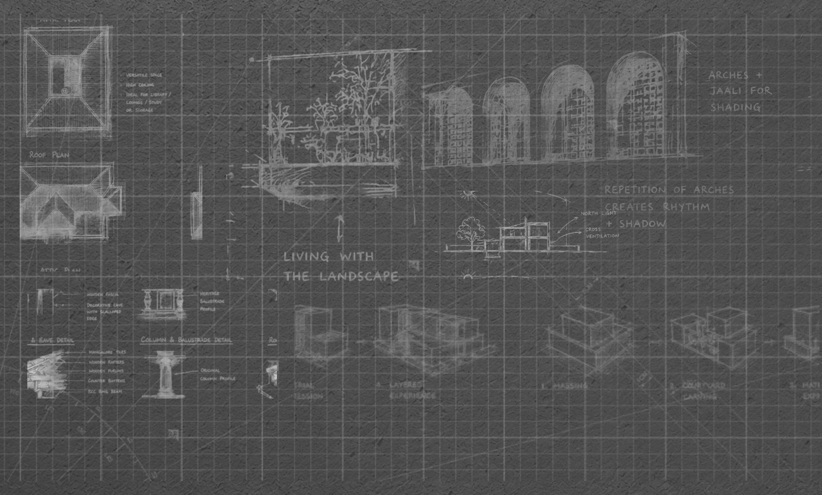 Architectural concept sketches for Benicio homes in Goa