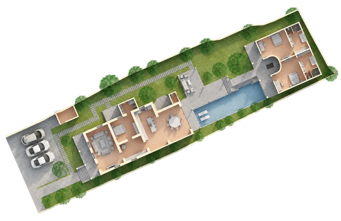 Site plan of the five-bedroom Villa El Salva heritage residence